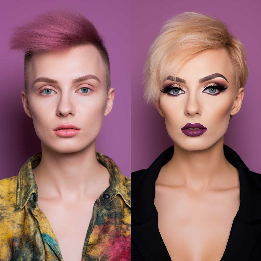 Comparison of drag and everyday makeup