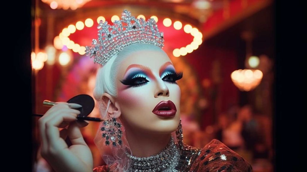  Drag queen applying long-lasting makeup