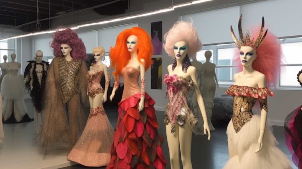 Drag queen selecting an outfit