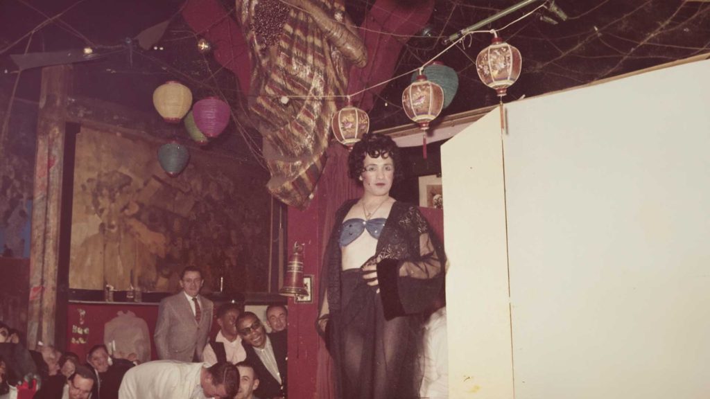 Vintage photo of a José Sarria drag performance	