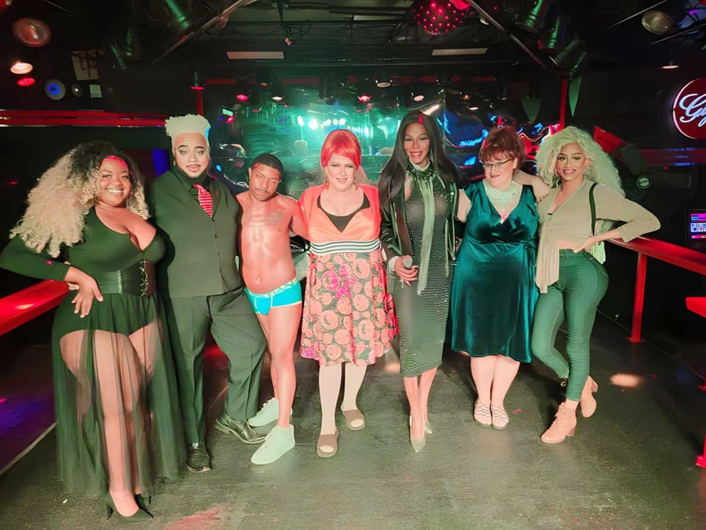 Jacqueline Frost with fellow drag queens