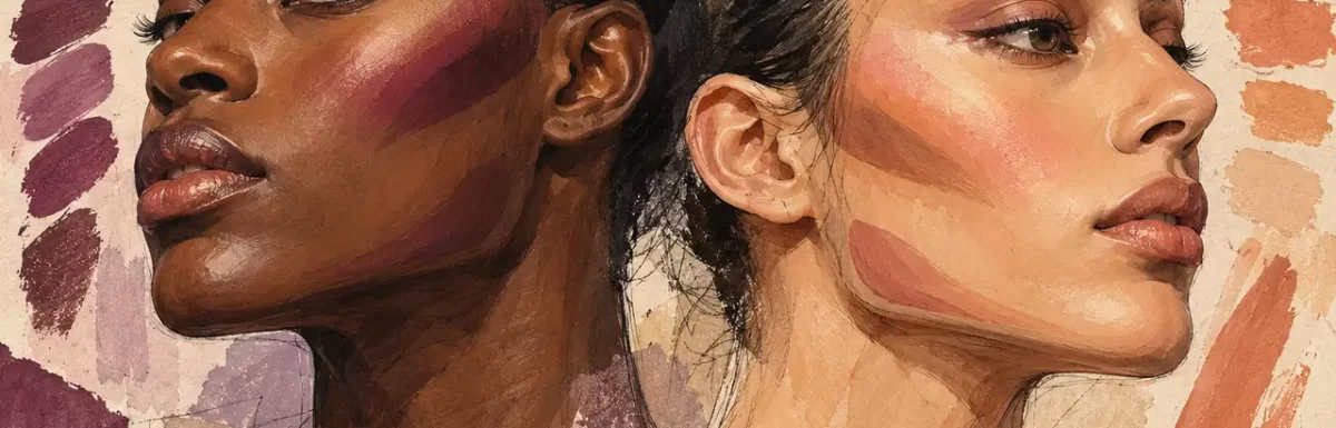 Conceptual cheek-plane studies showing soft shadow and light on two face profiles.
