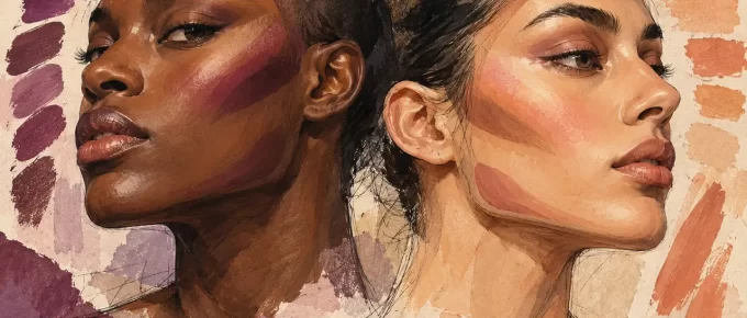 Conceptual cheek-plane studies showing soft shadow and light on two face profiles.