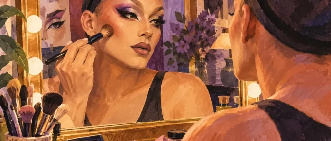 An original illustration of a beginner studying base, cheek shape and eye definition.