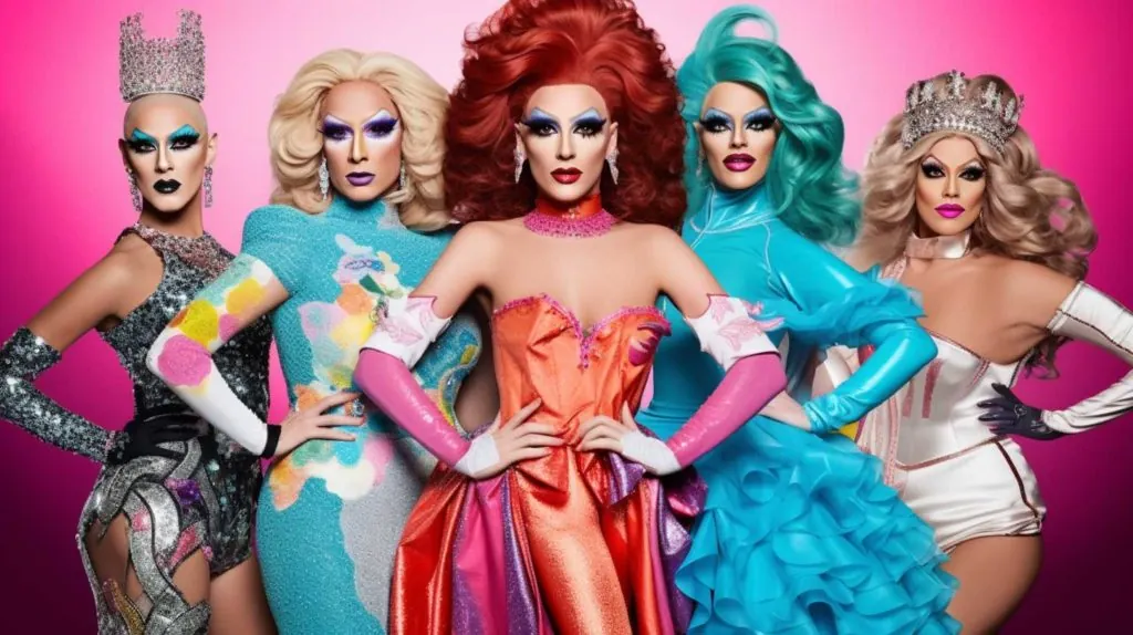 Group of diverse drag queens