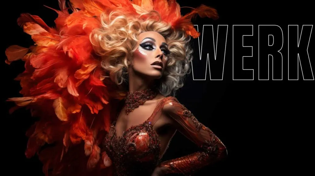 Drag queen encouraging others to "werk"