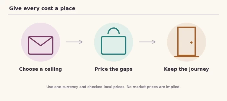Give every cost a place: Choose a ceiling, Price the gaps, Keep the journey